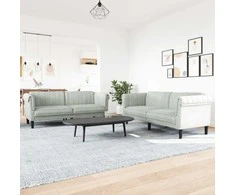 Sofa Sofos komplektas, 2 dalių, šviesiai pilkos spalvos, aksomas