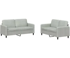 Sofa Sofos komplektas, 2 dalių, šviesiai pilkos spalvos, aksomas