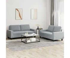 Sofa Sofos komplektas, 2 dalių, šviesiai pilkos spalvos, audinys