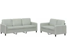 Sofa Sofos komplektas, 2 dalių, šviesiai pilkos spalvos, aksomas