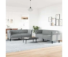 Sofa Sofos komplektas, 2 dalių, šviesiai pilkos spalvos, audinys