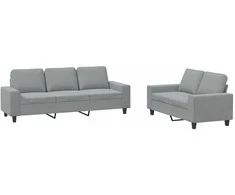 Sofa Sofos komplektas, 2 dalių, šviesiai pilkos spalvos, audinys