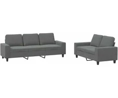 Sofa Sofos komplektas, 2 dalių, tamsiai pilkos spalvos, audinys