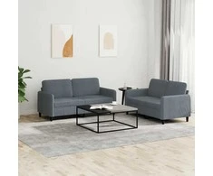 Sofa Sofos komplektas, 2 dalių, tamsiai pilkos spalvos, aksomas