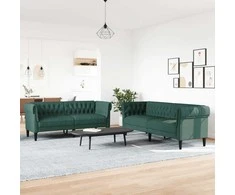 Sofa Sofos komplektas, 2 dalių, tamsiai žalios spalvos, audinys