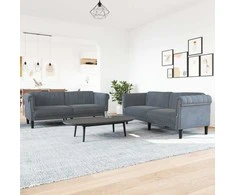 Sofa Sofos komplektas, 2 dalių, tamsiai pilkos spalvos, aksomas