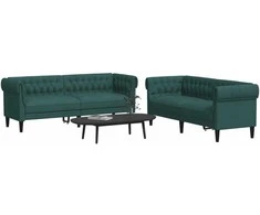 Sofa Sofos komplektas, 2 dalių, tamsiai žalios spalvos, audinys