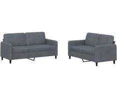 Sofa Sofos komplektas, 2 dalių, tamsiai pilkos spalvos, aksomas