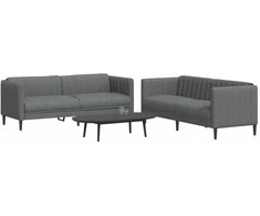 Sofa Sofos komplektas, 2 dalių, tamsiai pilkos spalvos, audinys