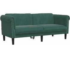 Sofa Sofos komplektas, 2 dalių, tamsiai žalios spalvos, aksomas