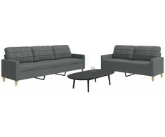 Sofa Sofos komplektas, 2 dalių, tamsiai pilkos spalvos, audinys