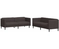 Sofa Sofos komplektas, 2 dalių, tamsiai rudos spalvos, audinys