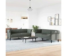 Sofa Sofos komplektas, 2 dalių, tamsiai pilkos spalvos, audinys