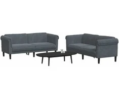 Sofa Sofos komplektas, 2 dalių, tamsiai pilkos spalvos, aksomas