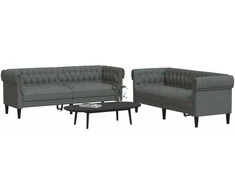 Sofa Sofos komplektas, 2 dalių, tamsiai pilkos spalvos, audinys