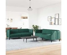 Sofa Sofos komplektas, 2 dalių, tamsiai žalios spalvos, audinys