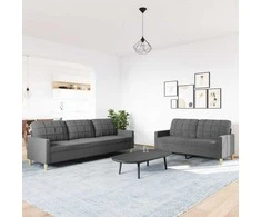 Sofa Sofos komplektas, 2 dalių, tamsiai pilkos spalvos, audinys