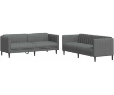 Sofa Sofos komplektas, 2 dalių, tamsiai pilkos spalvos, audinys