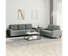 Sofa Sofos komplektas, 2 dalių, tamsiai pilkos spalvos, audinys
