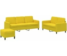 Sofa Sofos komplektas, 3 dalių, geltonos spalvos, aksomas