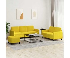 Sofa Sofos komplektas, 3 dalių, geltonos spalvos, aksomas