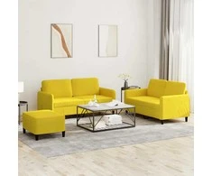 Sofa Sofos komplektas, 3 dalių, geltonos spalvos, aksomas