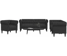 Sofa Sofos komplektas, 3 dalių, juodos spalvos, audinys