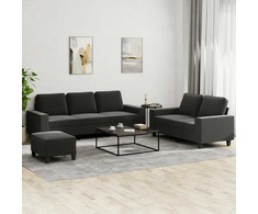 Sofa Sofos komplektas, 3 dalių, juodos spalvos, audinys