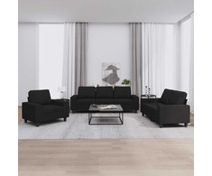 Sofa Sofos komplektas, 3 dalių, juodos spalvos, audinys