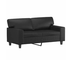 Sofa Sofos komplektas, 3 dalių, juodos spalvos, dirbtinė oda