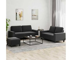 Sofa Sofos komplektas, 3 dalių, juodos spalvos, audinys