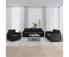 Sofa Sofos komplektas, 3 dalių, juodos spalvos, aksomas
