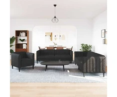Sofa Sofos komplektas, 3 dalių, juodos spalvos, audinys