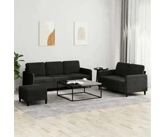 Sofa Sofos komplektas, 3 dalių, juodos spalvos, aksomas