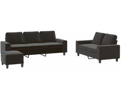 Sofa Sofos komplektas, 3 dalių, juodos spalvos, audinys