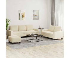 Sofa Sofos komplektas, 3 dalių, kreminės spalvos, audinys