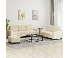 Sofa Sofos komplektas, 3 dalių, kreminės spalvos, audinys