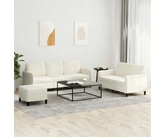 Sofa Sofos komplektas, 3 dalių, kreminės spalvos, aksomas