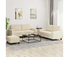 Sofa Sofos komplektas, 3 dalių, kreminės spalvos, audinys