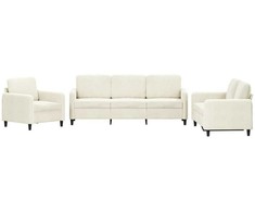 Sofa Sofos komplektas, 3 dalių, kreminės spalvos, aksomas