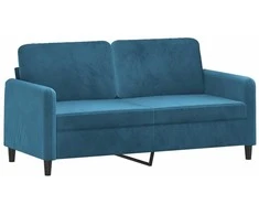 Sofa Sofos komplektas, 3 dalių, mėlynos spalvos, aksomas
