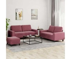 Sofa Sofos komplektas, 3 dalių, raudonojo vyno spalvos, audinys