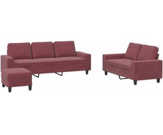 Sofa Sofos komplektas, 3 dalių, raudonojo vyno spalvos, audinys