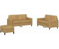 Sofa Sofos komplektas, 3 dalių, rudos spalvos, aksomas