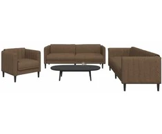 Sofa Sofos komplektas, 3 dalių, rudos spalvos, audinys