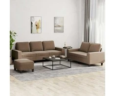 Sofa Sofos komplektas, 3 dalių, rudos spalvos, audinys