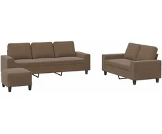 Sofa Sofos komplektas, 3 dalių, rudos spalvos, audinys