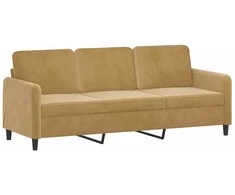 Sofa Sofos komplektas, 3 dalių, rudos spalvos, aksomas