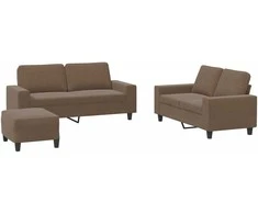 Sofa Sofos komplektas, 3 dalių, rudos spalvos, audinys