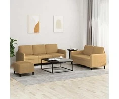 Sofa Sofos komplektas, 3 dalių, rudos spalvos, aksomas